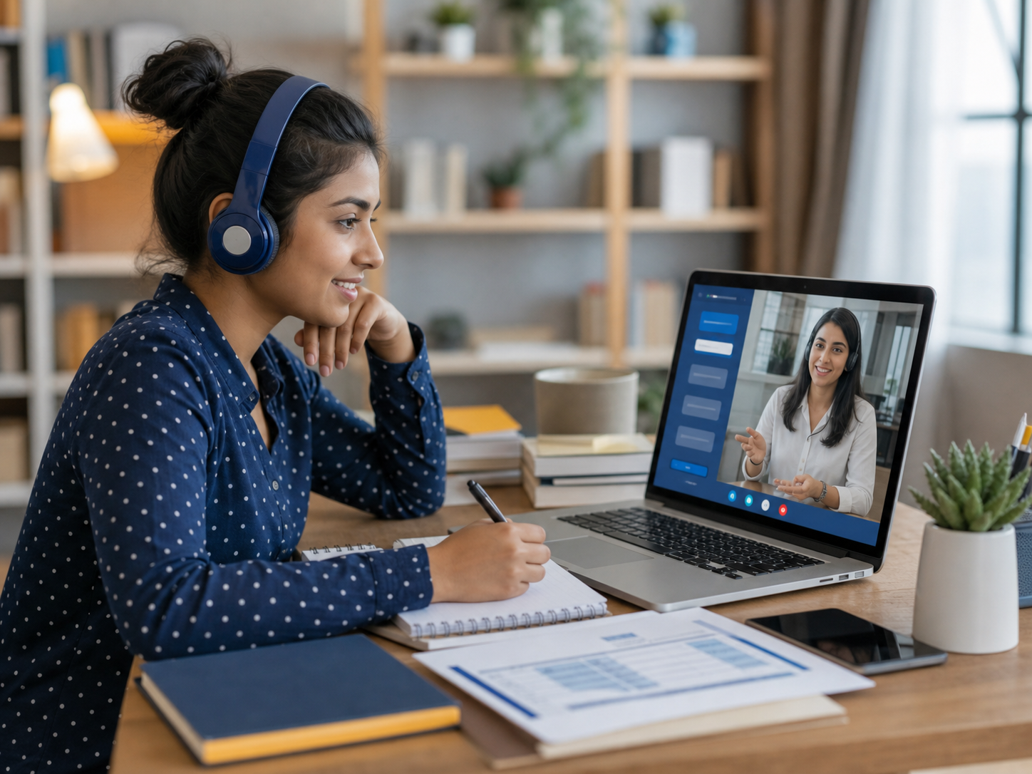 Student receiving online admission counselling